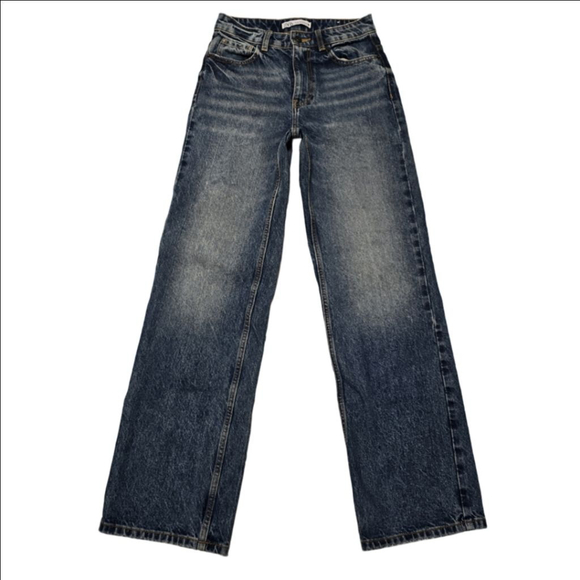 Women's Zara Blue Washed Wide Leg Jeans Size 4 - Picture 1 of 6